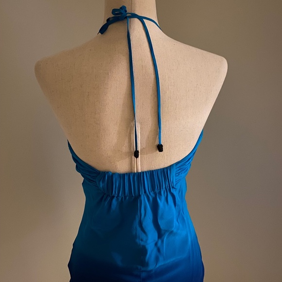 Falls 100% Silk Ocean Blue Halter Top - Picture 2 of 3
